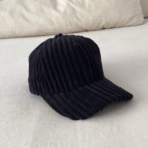 Black Ribbed Corduroy Cap